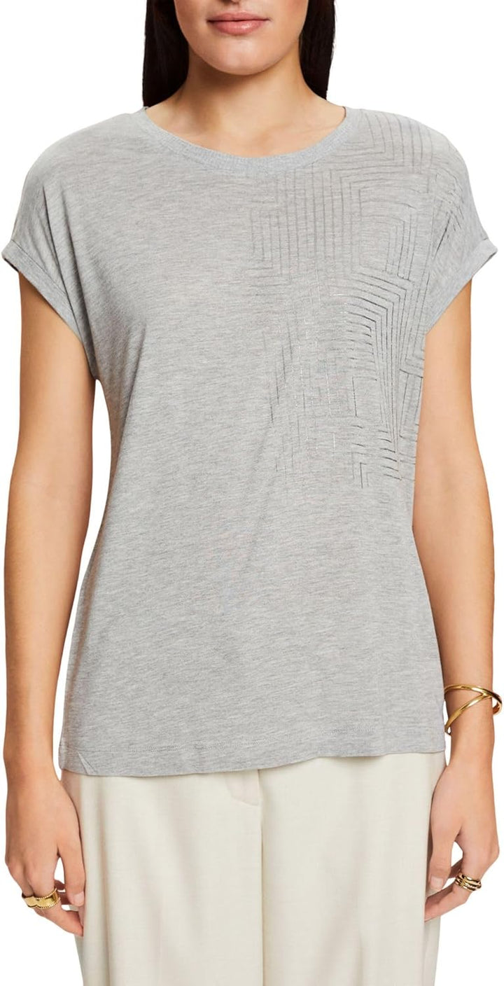 ESPRIT Jersey-T-Shirt mit Print, LENZING™ ECOVERO™ XXS 044/Light Grey 5, XXS 044/Light Grey 5