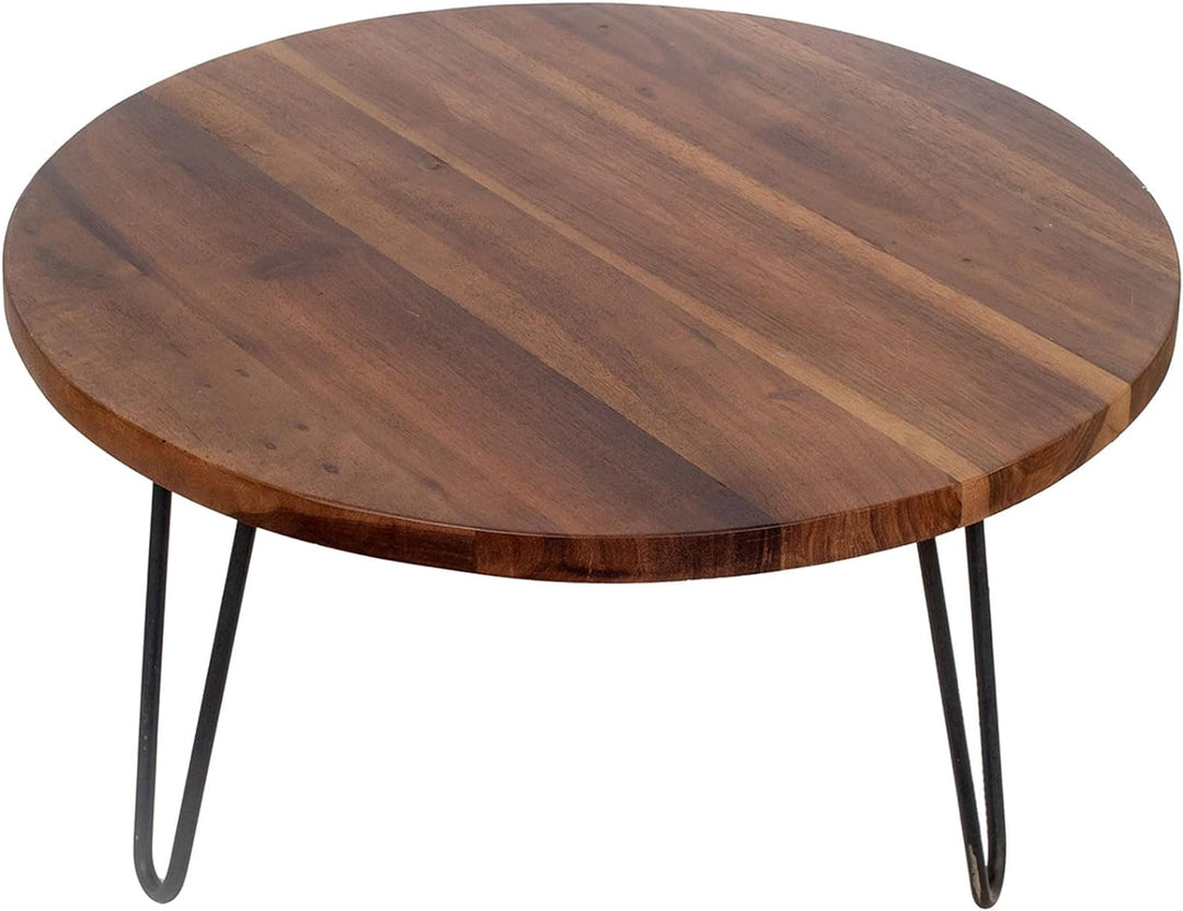 SIGNES GRIMALT Couchtisch, Platte aus Holz mit Maserung und Metallgestell, Durchmesser 70 cm