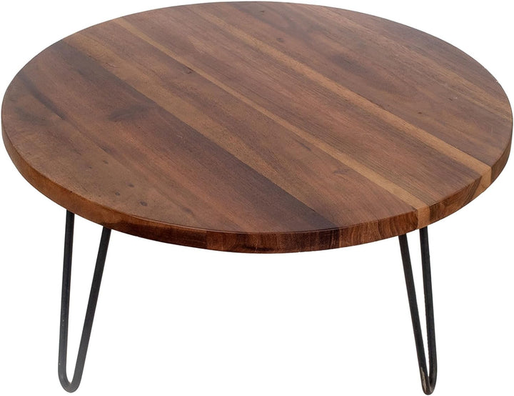 SIGNES GRIMALT Couchtisch, Platte aus Holz mit Maserung und Metallgestell, Durchmesser 70 cm