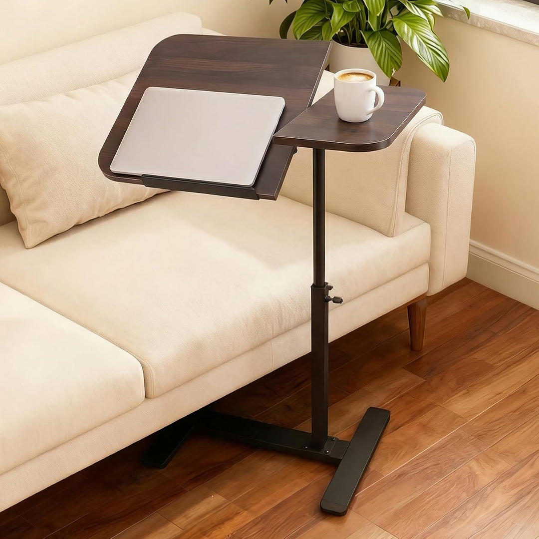 Beistelltisch C Form, Höhenverstellbar 50-80 cm, 60 x 40 cm grosse Tischplatte,360° drehbar mobiler