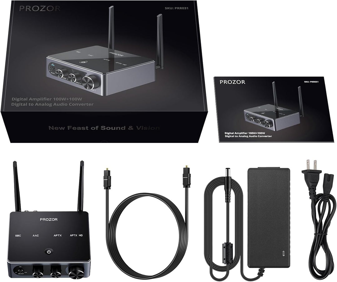 PROZOR Verstärker HiFi Stereo 2 Kanal 50W+50W Bluetooth Verstärker für Lautsprecher Kopfhörerverstär