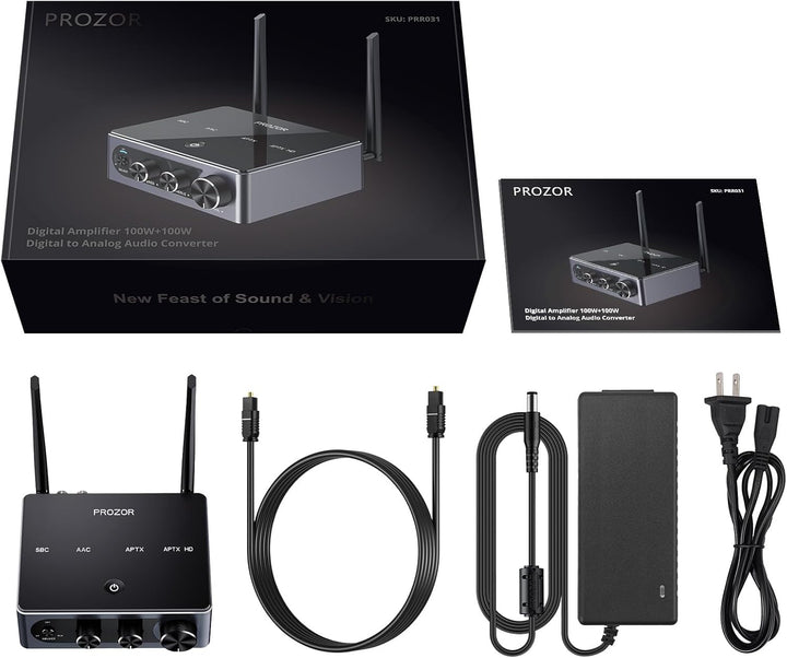 PROZOR Verstärker HiFi Stereo 2 Kanal 50W+50W Bluetooth Verstärker für Lautsprecher Kopfhörerverstär