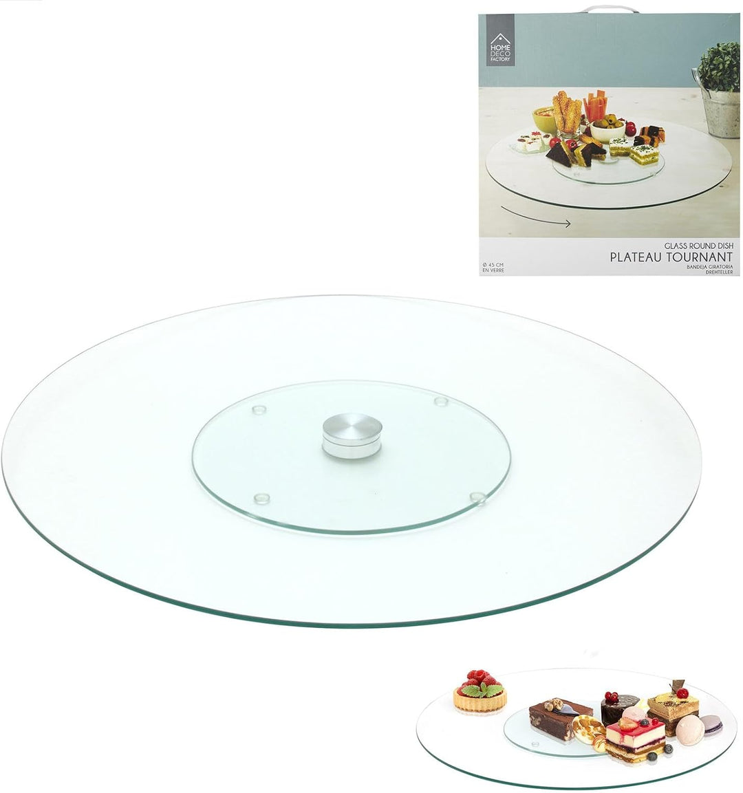 Saveur & Dégustation Plattenspieler Oben, Glass, durchsichtig, 45,5 x 45,5 x 2,9 cm
