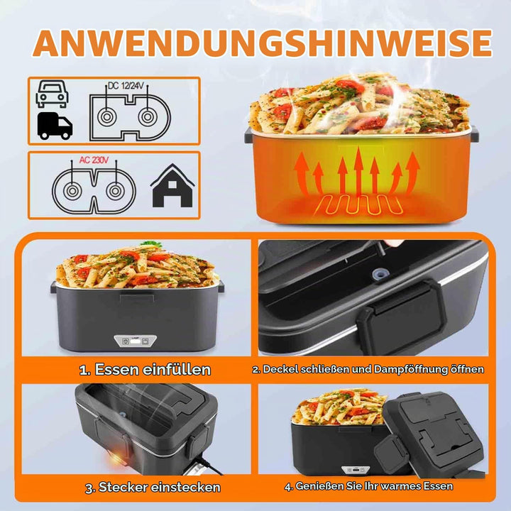 Kimfead Elektrische Lunchbox 80W 2,5L Edelstahl Entnehmbare Tragbarer brotdose 12V/24V/230V Insulate