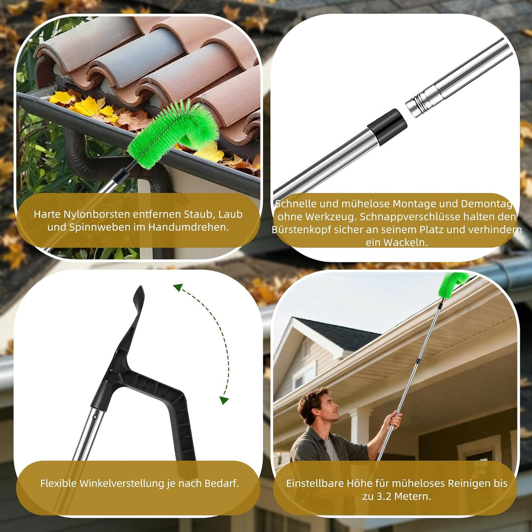 350cm Dachrinnenreiniger Dachrinnenbürste, Aartner Dachrinnenreiniger mit Teleskopstiel DachrinnenRe