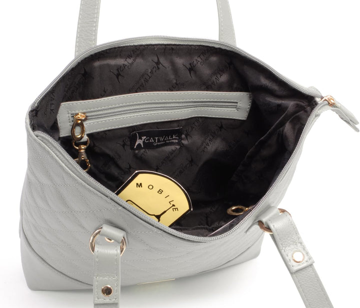 Catwalk Collection Handbags - Damen Schultertasche Mittelgross/Gross - Handtasche Tote Bag - Gestepp