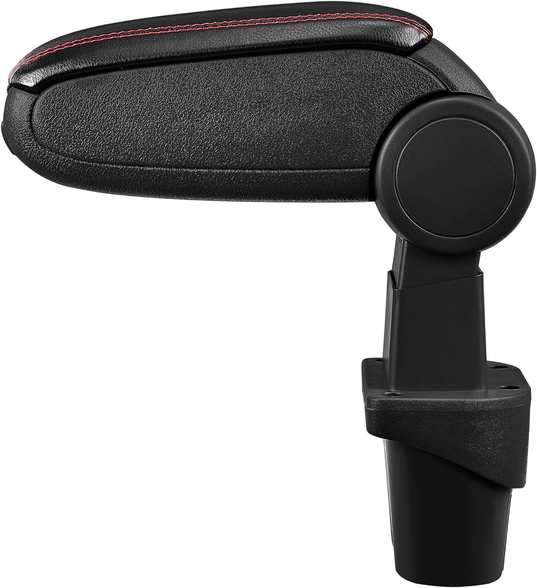 Mittelarmlehne Armauflage mit Staufach gepolstert schwarz Kunst Leder mit roten Nähten Schwarze rote