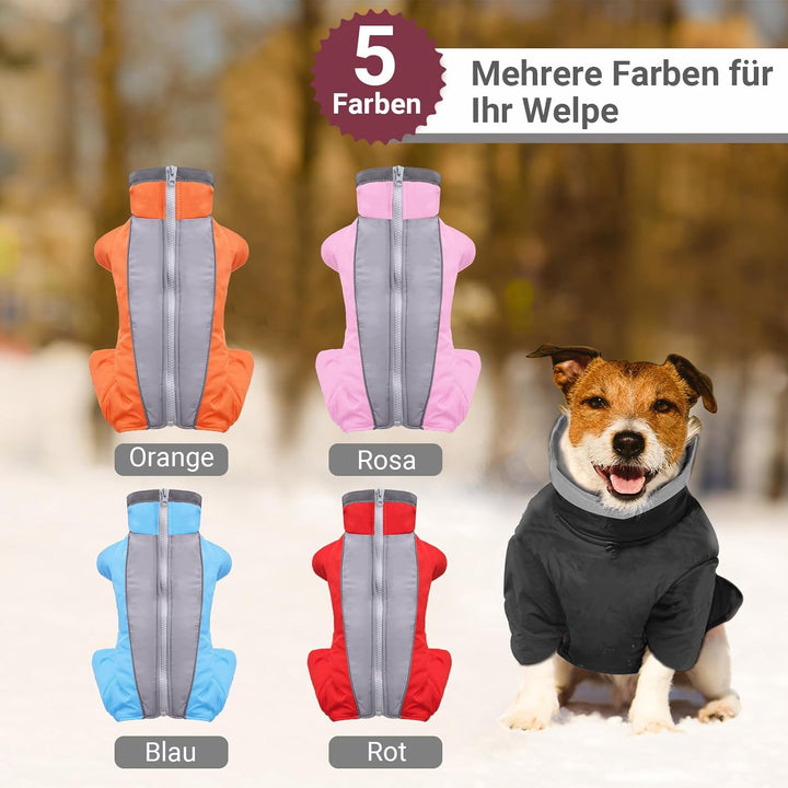 Hundejacke Hundemantel Wasserdicht Fleece gefüttert Warme Winterjacke Hunde Bekleidung für Winter He