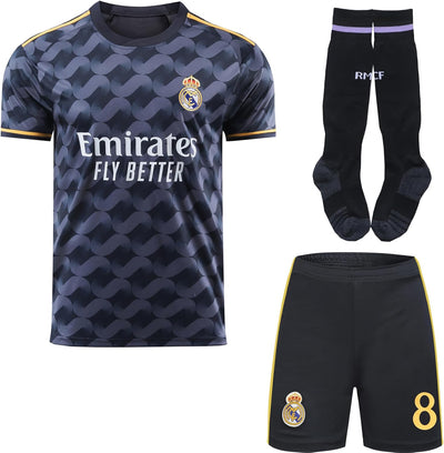 PraiseLight R. Madrid Toni Kroos #8 Heim Kinder Trikot 2023/2024 Fussball Shorts Socken Set Jugendgr