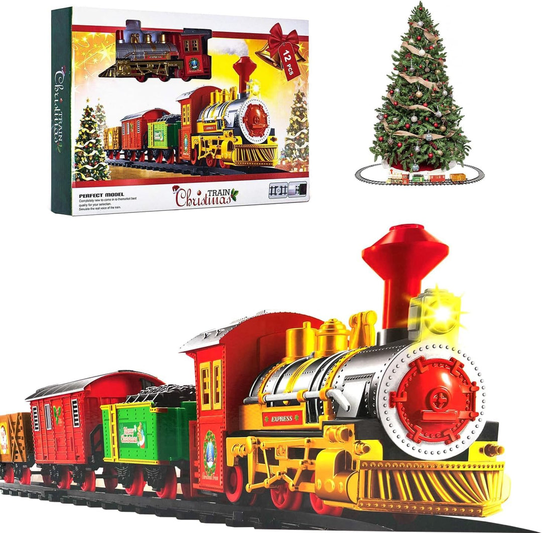 Niumowa Weihnachtszug-Set, Eisenbahn Kinder Elektrisch mit Sounds, Weihnachtszug um den Weihnachtsba