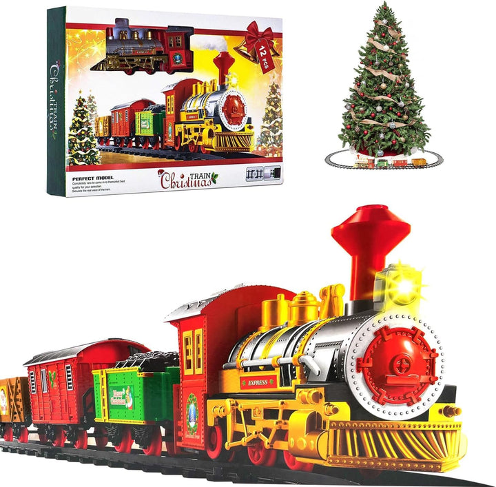Niumowa Weihnachtszug-Set, Eisenbahn Kinder Elektrisch mit Sounds, Weihnachtszug um den Weihnachtsba