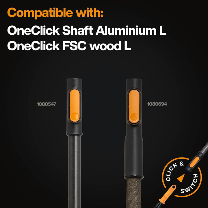 Fiskars OneClick Metall-Fächerbesen, Robuster Rasenrechen-Aufsatz zum Entfernen von Moos und Rasenfi