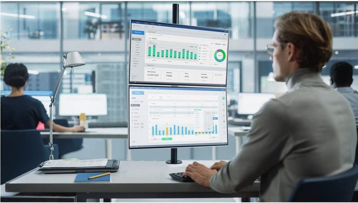 Kensington Vertikaler Monitorarm für 2 Monitore übereinander bis 32 Zoll, Bildschirme mit VESA 75/10