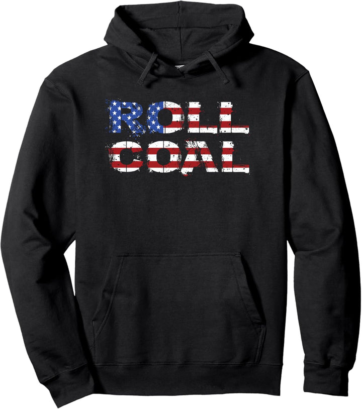Roll Coal American Flag Design Diesel Power 4X4 Truck Pullover Hoodie