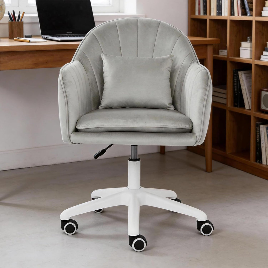Ergonomischer Bürostuhl, 360° drehbar Höhenverstellbar, SamtStuhl mit Kopfkissen, Homeoffice Stuhl b