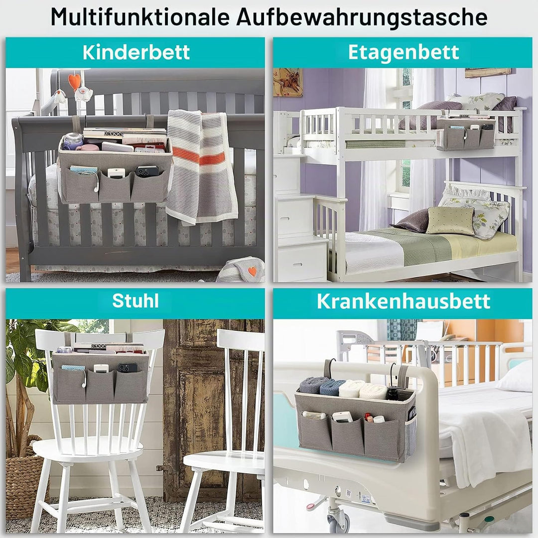 IGNPION Hängetasche aus Stoff mit verstellbarem Metallhaken für Nachttisch, für Schlafsaal, Bett, mu
