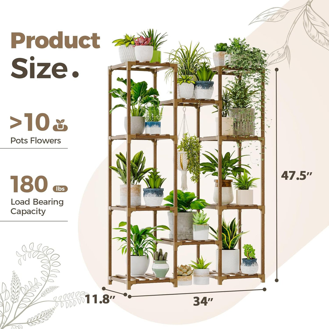 Bamworld Pflanzenständer Indoor Outdoor Hängende Pflanzen Regal Hoch Gross Pflanzenhalter Holz für W
