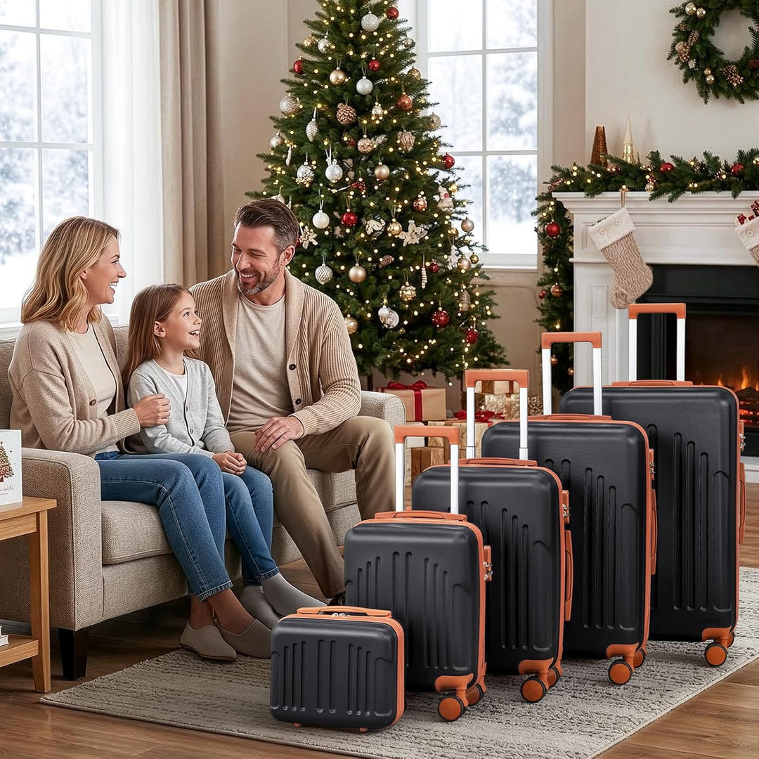 LEADZM Koffer Set 5 teilig Hartschale mit Kosmetikkoffer, Kofferset aus ABS, Reisekoffer mit Rollen