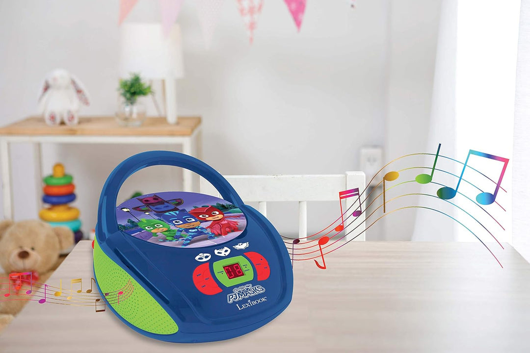 Lexibook PJMAsks Boombox CD-Player, AUX-Eingangsbuchse, AC-Betrieb oder Batterie, Blau/Schwarz, RCD1