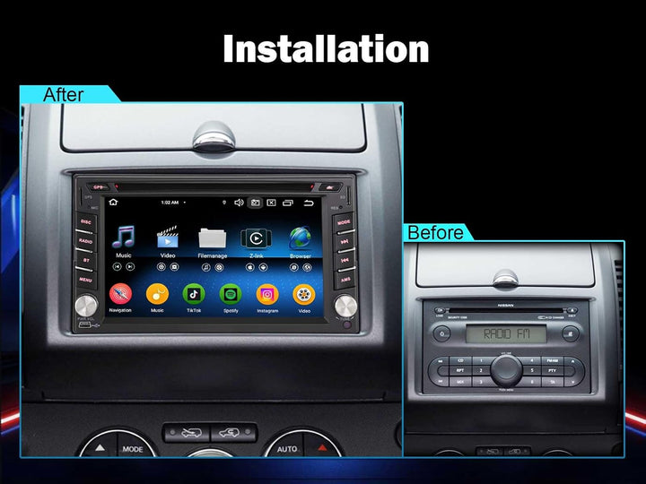 Erisin 8-Kern 4GB RAM+64GB ROM Universal Doppel Din Android 14 Autoradio mit CD Player GPS Navigatio