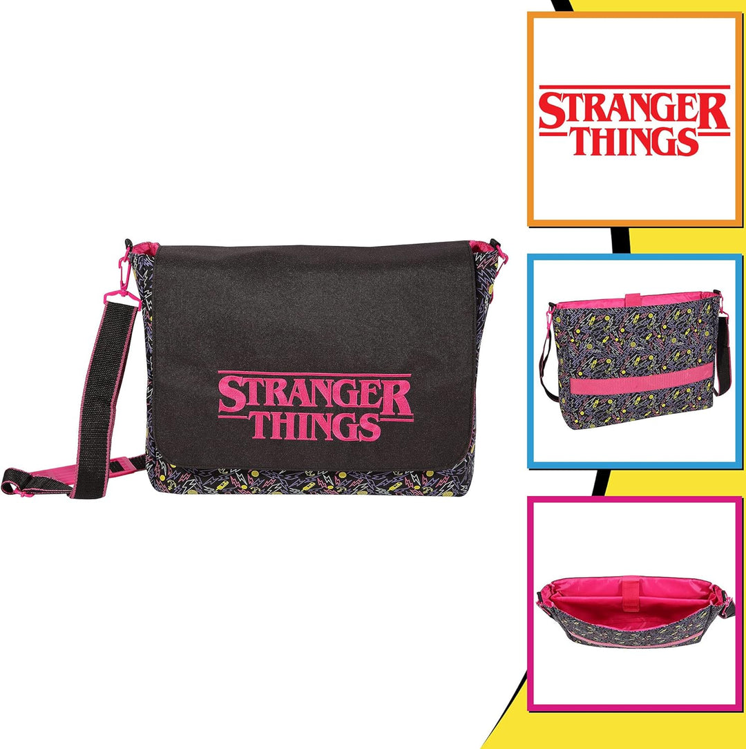 Stranger Things 80er Jahre drucken mit Logo Rucksack, Damen, One Size, Schwarz, Offizielle Handelswa