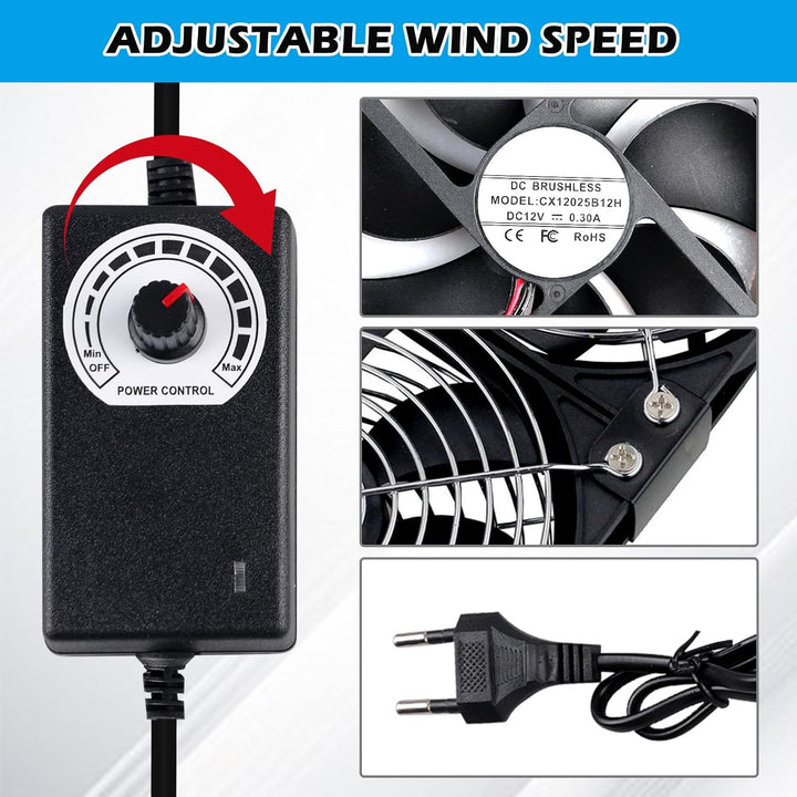 2 Stück Mini Abluftventilator 120mm, DC12V Rauchabzug Ventilator, Mini Absaugventilator 2750rpm, Axi