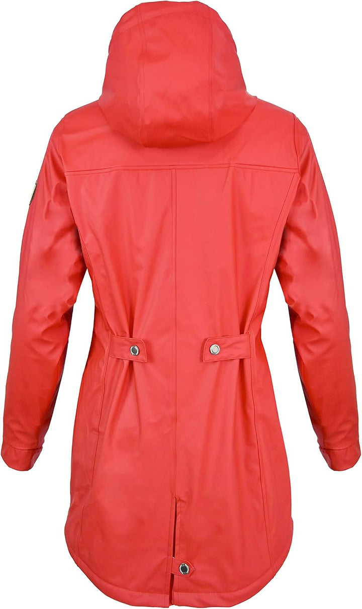 Regenliebe Damen Regenmantel wasserdicht Friesennerz mit Teddyfleece gefüttert 38 Rot, 38 Rot