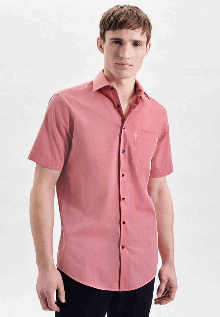 Seidensticker Herren Regular Fit Kurzarm Klassisches Hemd 42 Rot, 42 Rot