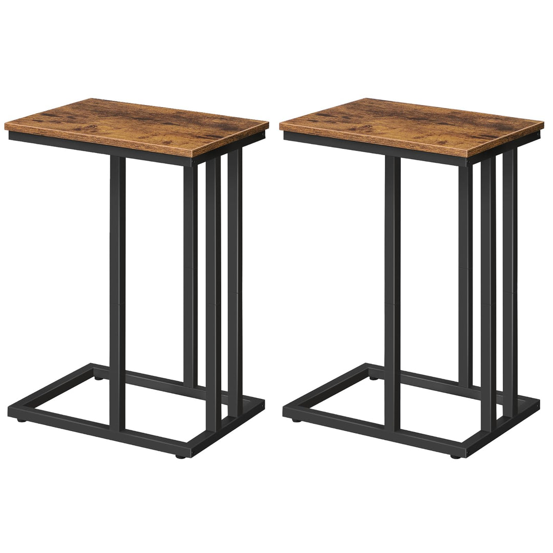 HOOBRO Beistelltische 2er-Set, C-förmige Couchtische, Sofatische, Industrie-Stil, für Wohnzimmer, Sc