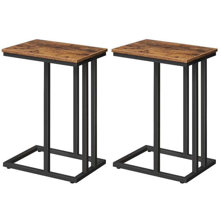 HOOBRO Beistelltische 2er-Set, C-förmige Couchtische, Sofatische, Industrie-Stil, für Wohnzimmer, Sc