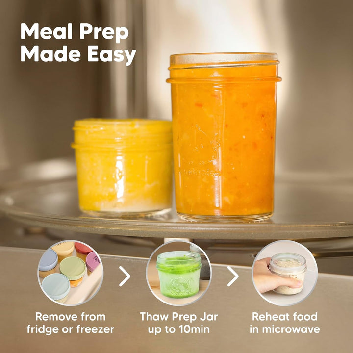 KeaBabies 8er-Pack Babynahrung Aufbewahrung Glas - Leckfest, Mikrowellengeeignet Baby Nahrungsbehält