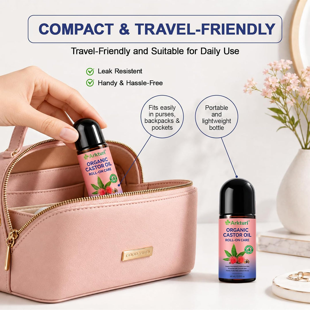 Bio-rizinusöl Rosenquarz-Roller, Organic Castor Oil with Rose quartz roller, 100% Cold Pressed, Natü