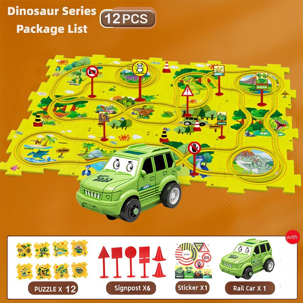 Auto Spielzeug Autorennbahn Spielzeugauto 12pcs DIY-Puzzlebahn für Kinderspielzeug DIY-Route Cars Sp