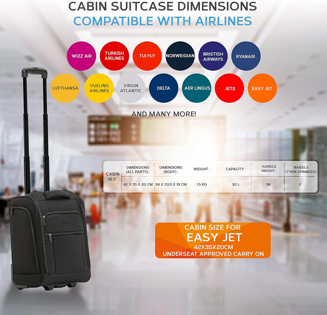 Flight Knight easyJet Underseat Carry On Non Priority Approved Handgepack Koffer - 2 Rader - Ultra L