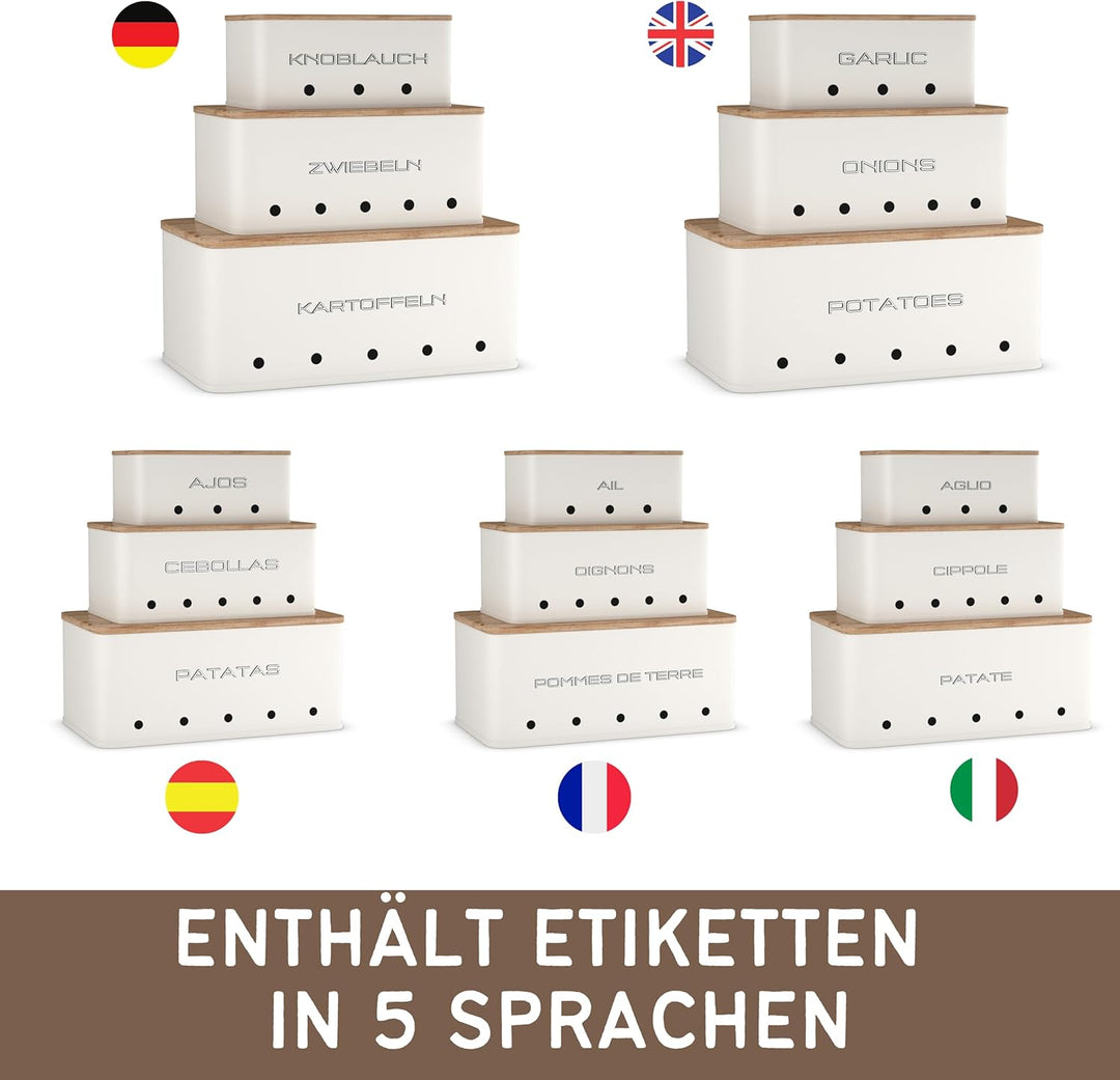 kartoffel aufbewahrungsbox - Set 3 aufbewahrung kartoffeln zwiebeln knoblauch - gemüse aufbewahrung
