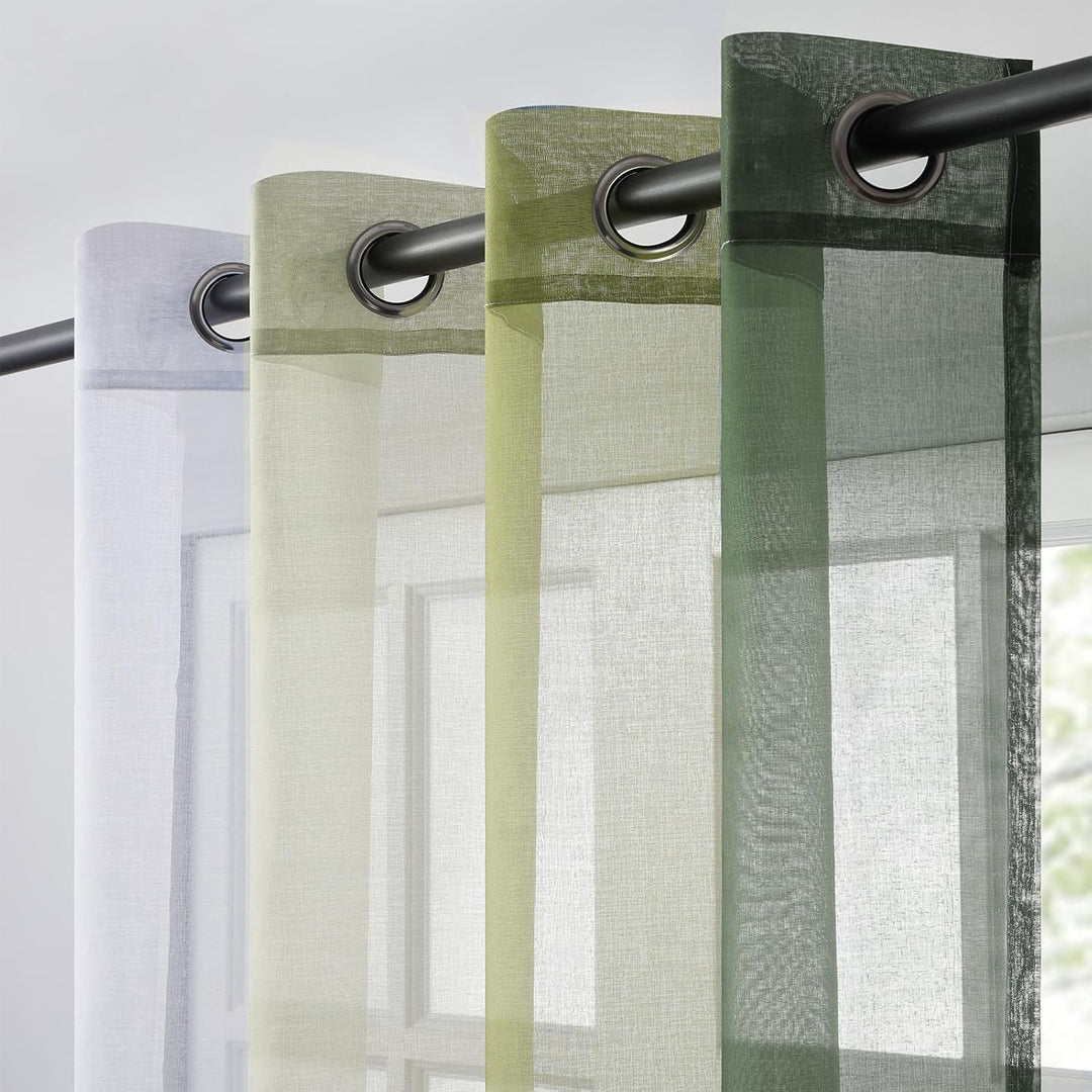 Topfinel Gardinen Wohnzimmer Modern Vorhang Grün mit Ösen Gardienen Vorhänge 240 cm Lang Gardinensch
