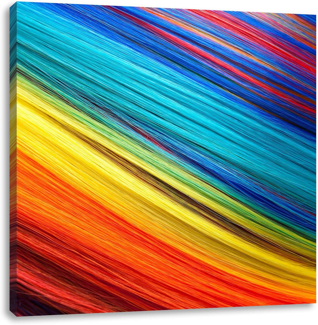 Bunte Streifen, Format: 70x70 auf Leinwand, XXL riesige Bilder fertig gerahmt mit Keilrahmen, Kunstd