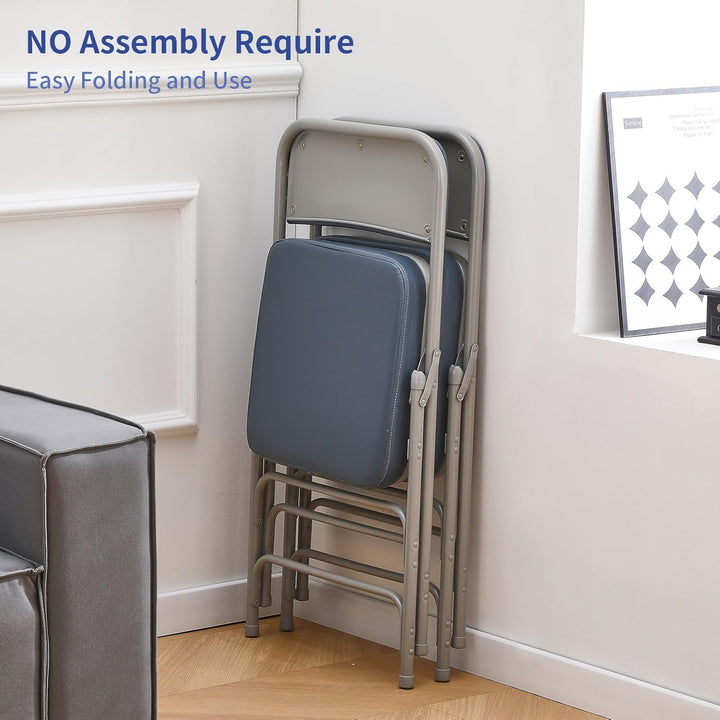 KAIHAOWIN Extra Dicke Gepolsterte Klappstuhl, Metall Klappstuhl mit Superweichem Kissen, Komfort Kla