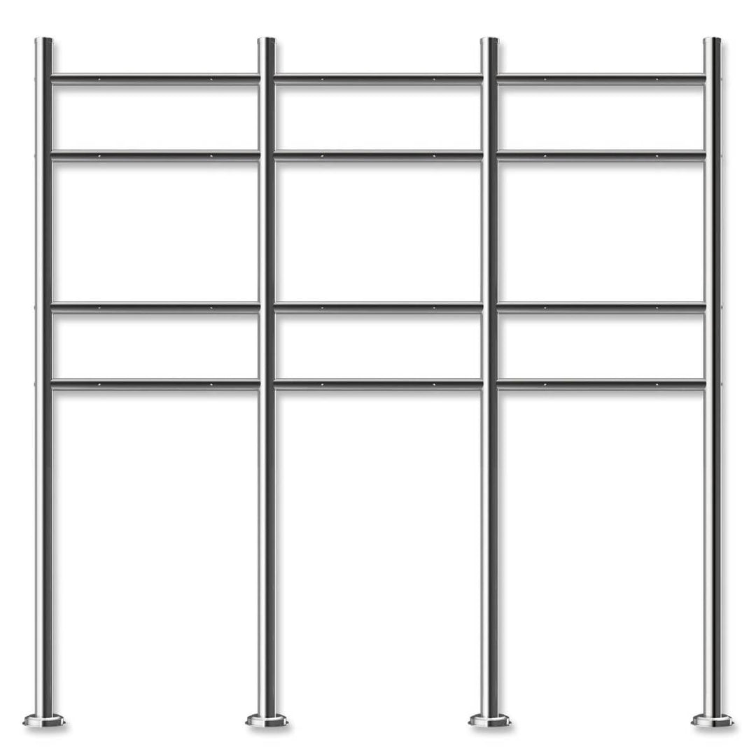Metzler Briefkasten Ständer aus Edelstahl 6-Fach horizontal - Briefkastenständer für 6 Briefkästen,