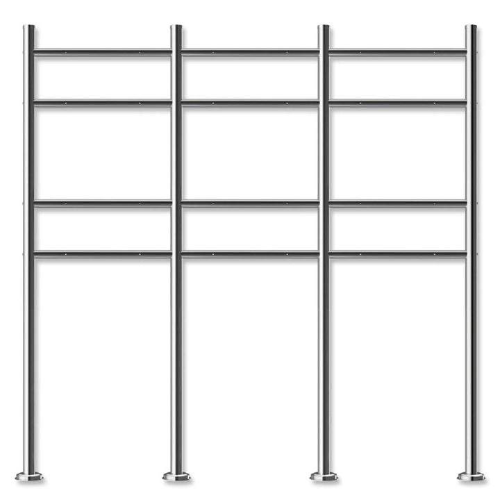 Metzler Briefkasten Ständer aus Edelstahl 6-Fach horizontal - Briefkastenständer für 6 Briefkästen,