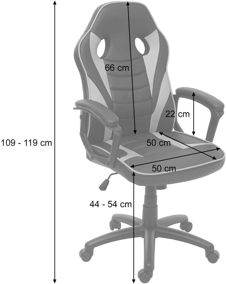 Mendler Bürostuhl HWC-F59, Schreibtischstuhl Drehstuhl Racing-Chair Gaming-Chair, Kunstleder -