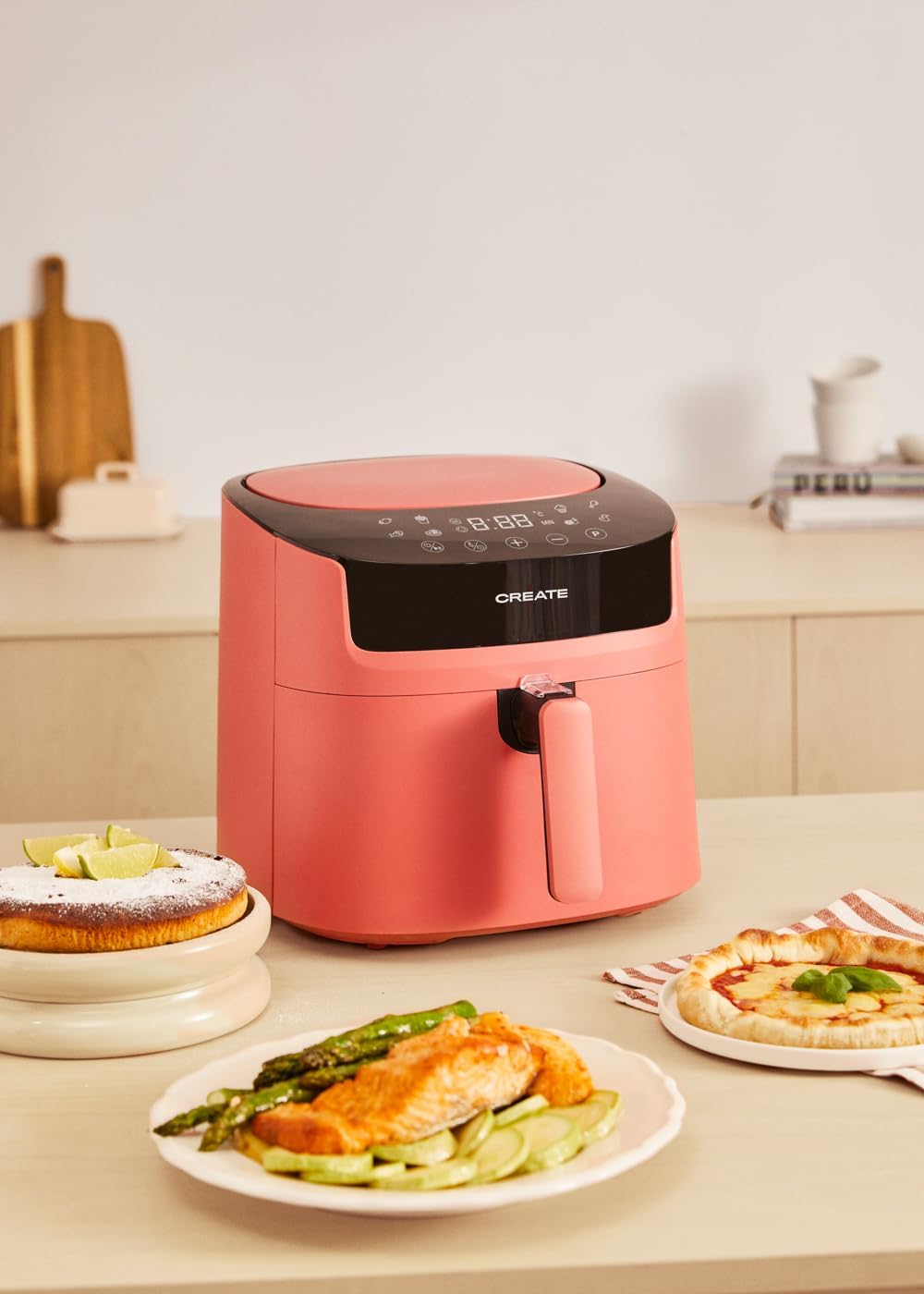 CREATE/FRYER AIR PRO LARGE/Heissluftfritteuse 6.2L Terrakotta/Mit Timer, Monitor LCD, praktisch, ein