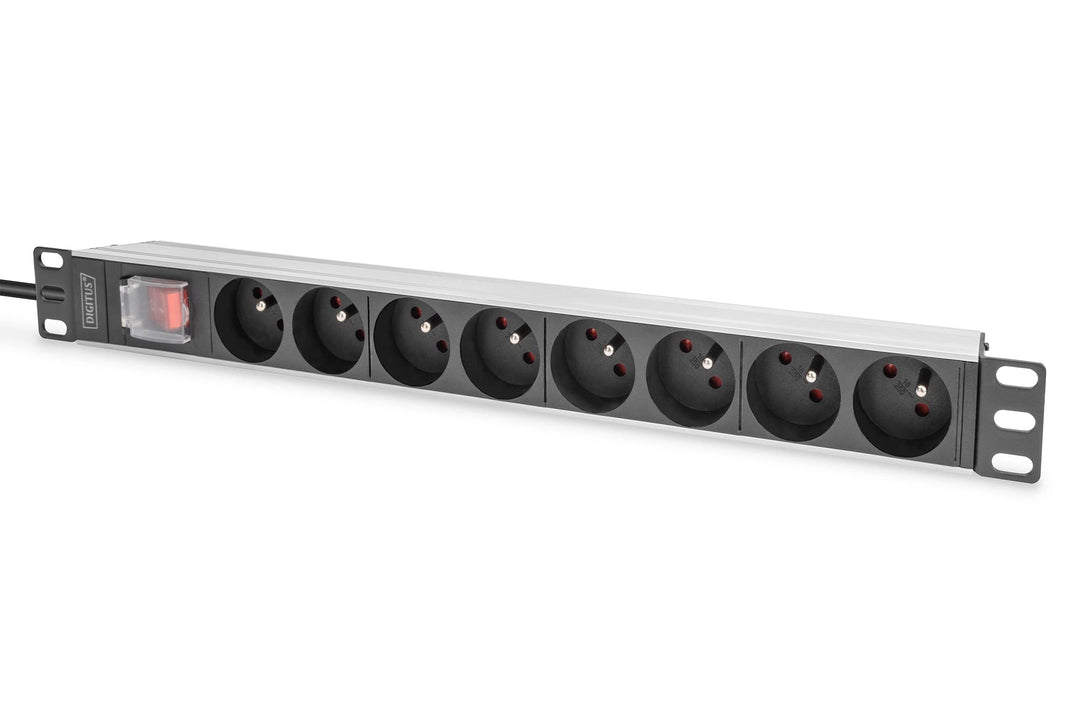 DIGITUS 19" Steckdosenleiste - 8 Abgriffe - 1HE - französische Version - 250VAC - 50/60Hz - 16A - 40