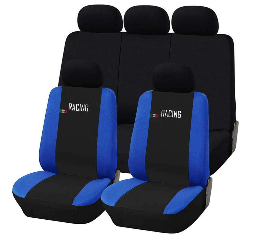 Universal Autositzbezüge Made in Italy - Racing - Rückenlehne mit 2 Reissverschlüssen - kompatible A