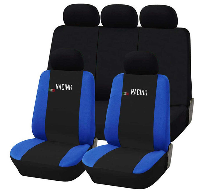 Universal Autositzbezüge Made in Italy - Racing - Rückenlehne mit 2 Reissverschlüssen - kompatible A