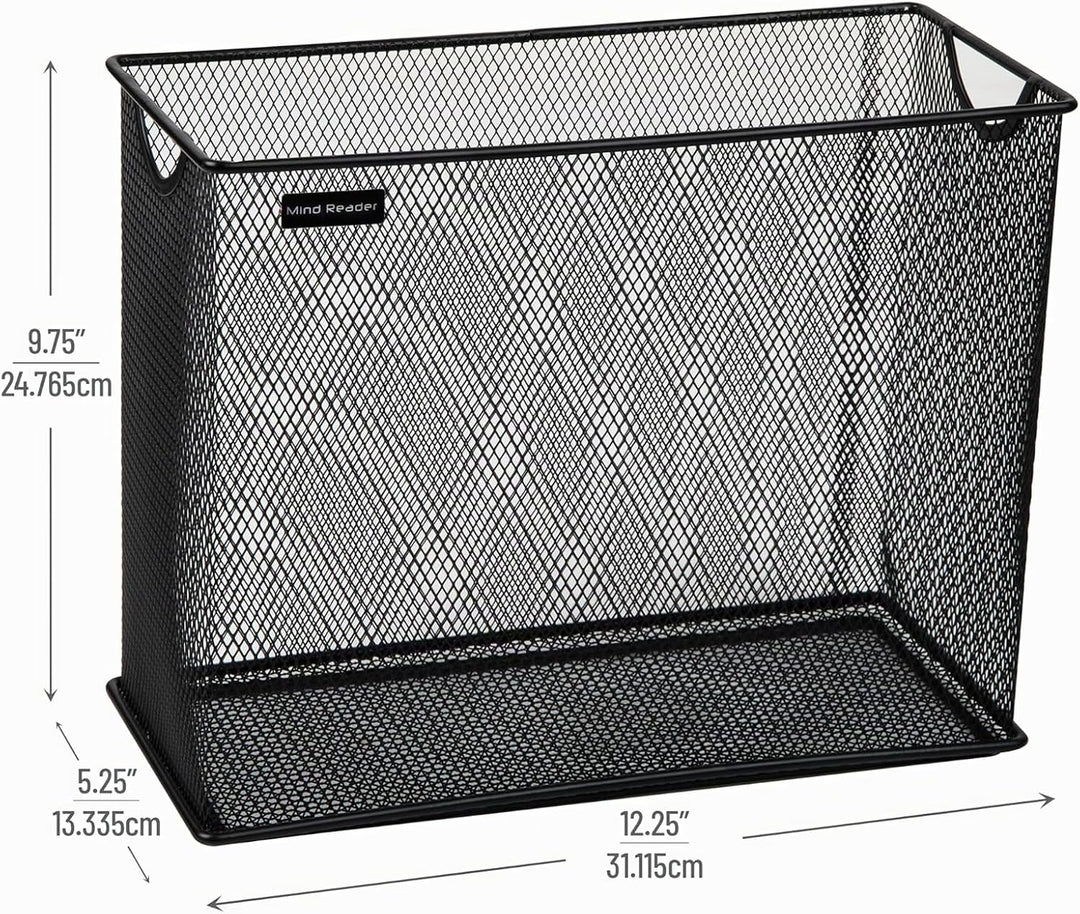 Mind Reader Vertical Storage Basket, Letter Size, Hanging Files or Folders and Magazines, Desktop Or
