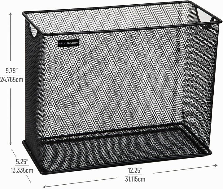 Mind Reader Vertical Storage Basket, Letter Size, Hanging Files or Folders and Magazines, Desktop Or