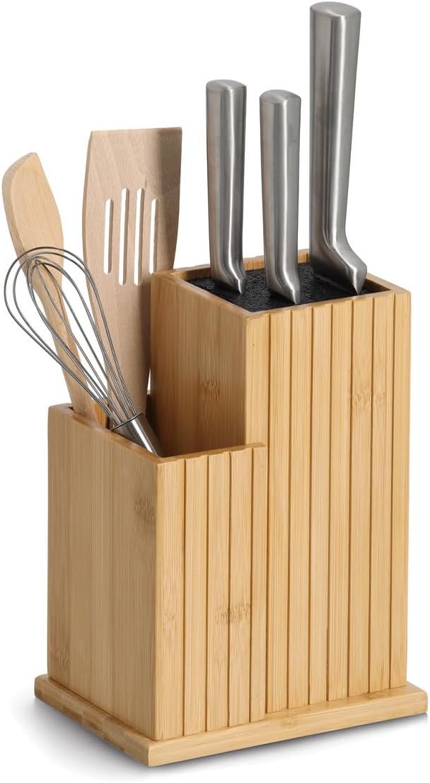 Zeller Messerblock m. Utensilienhalter, Bambus/Kunststoff