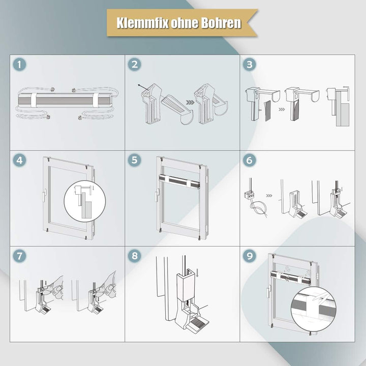 Plissee ohne Bohren Klemmfix 50x160cm(BxH) Hellgrau Jalousie Sonnenschutz Easyfix Faltrollo Lichtdur