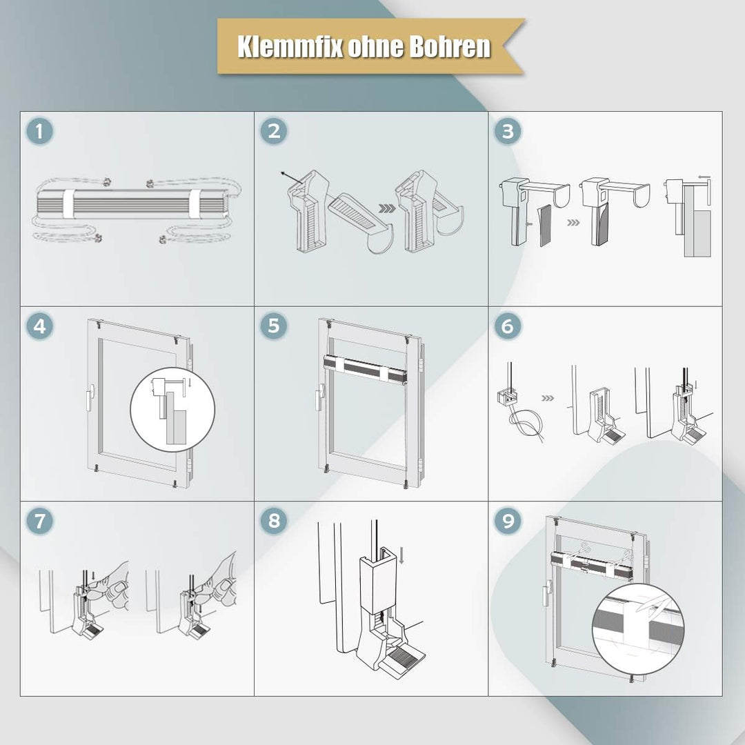 Plissee ohne Bohren Klemmfix 115x120cm(BxH) Weiss Jalousie Sonnenschutz Easyfix Faltrollo Lichtdurch